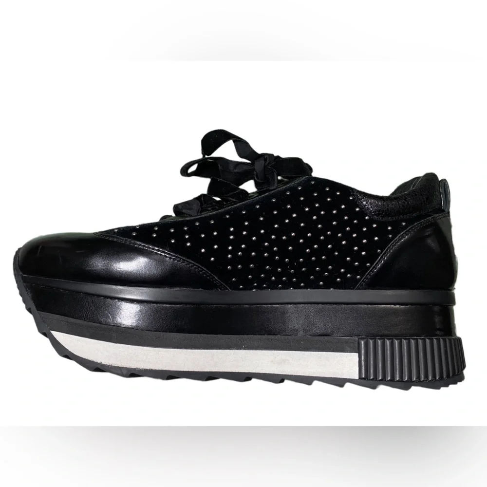 Roberto Durville Paris Chunky Platform Silver Studded Sneakers Sz‎ 42